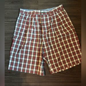 Tommy hillfiger Men's Red and White Plaid Shorts sz 33